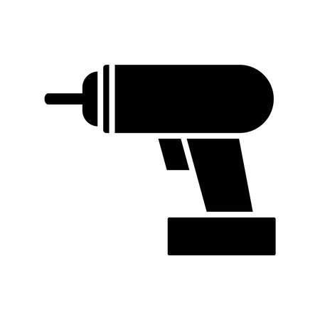 A sleek silhouette illustration of a handheld power drill, perfect for use in construction, home improvement, and DIY projects. Ideal for design and marketing.のイラスト素材