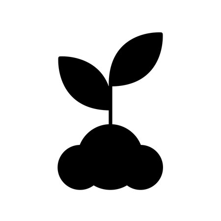 This icon features a simple black seedling growing from the soil, symbolizing nature and growth. Ideal for projects related to agriculture, sustainability, and the environment.のイラスト素材