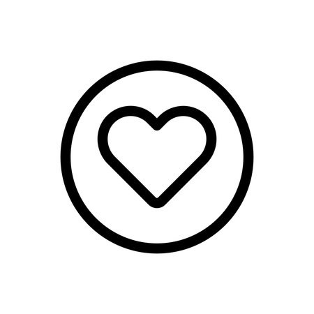 This minimalist heart icon within a circle represents love and passion. Perfect for creative projects, social media, and romantic themes. Ideal for expressing emotions.のイラスト素材