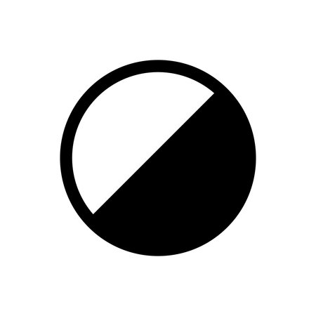 This minimalist design features a black and white circle with a diagonal split, creating a striking visual effect. Ideal for modern art projects.のイラスト素材