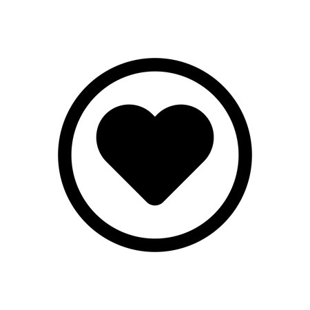 This image features a simple black heart icon encircled by a clean border, perfect for minimalist designs. Ideal for expressing love and emotion in various creative projects.のイラスト素材