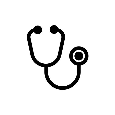 Black and white illustration of a stethoscope representing medical and healthcare themes. Ideal for use in brochures, articles, and websites related to health.のイラスト素材