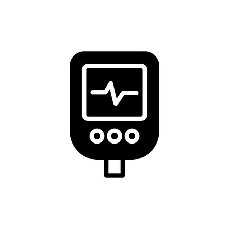 This simple black and white illustration depicts a digital heart monitor. Ideal for use in healthcare projects, clinical settings, and medical technology.のイラスト素材