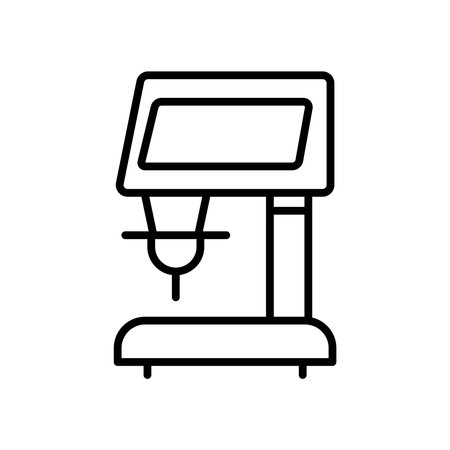 Simple and modern outline design of a kitchen mixer with bowl and paddle attachment. Ideal for culinary workshops, recipes, and baking projects.のイラスト素材