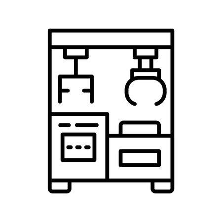 This image showcases modern kitchen equipment featuring appliances and storage solutions. It highlights a stylish and functional design perfect for contemporary spaces.のイラスト素材