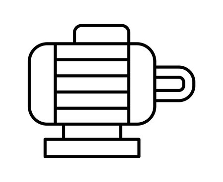 This illustration features a minimalist outline of an electric motor, showcasing its essential parts. Ideal for technology, engineering, and industrial themes.のイラスト素材