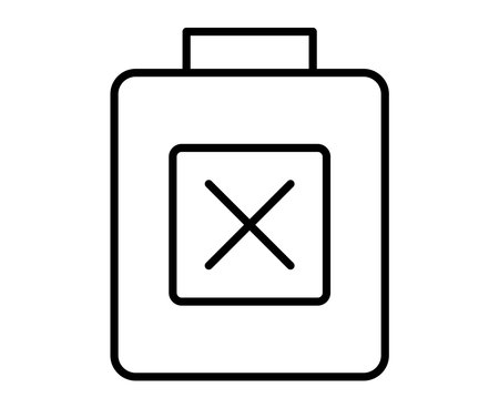 Simple icon of a hazardous waste container featuring a warning symbol, representing safe disposal and environmental protection. Ideal for educational and safety materials.のイラスト素材