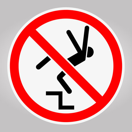 A bold safety sign featuring a clear warning symbol, designed to prevent slips and falls. Communicates crucial safety information effectively in various environments.のイラスト素材