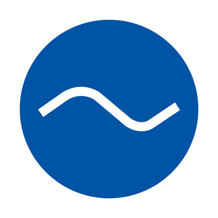 This abstract icon features a wavy line in a circular blue background, offering a modern and minimalistic design perfect for various creative projects.のイラスト素材