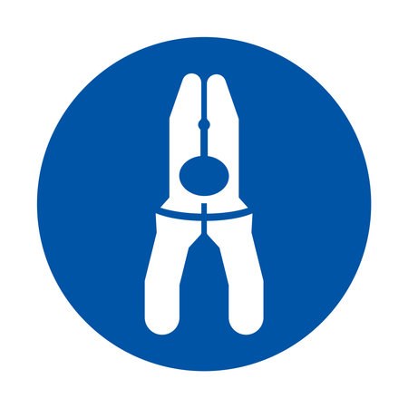 A minimalist hand tool icon featuring pliers, set against a blue circular background. Ideal for DIY projects, workshops, and repair services.のイラスト素材