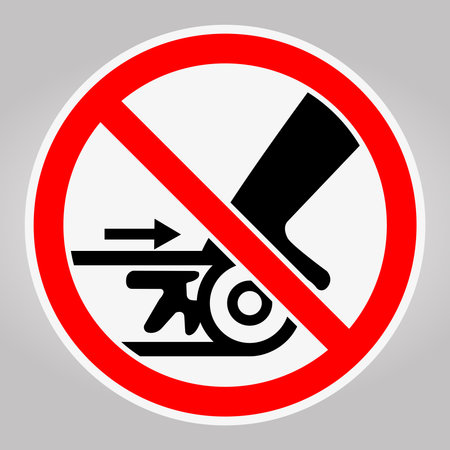 This graphic shows a prohibition sign featuring a top hat and a warning symbol against hazardous actions. Ideal for safety guidelines and alert communications.のイラスト素材