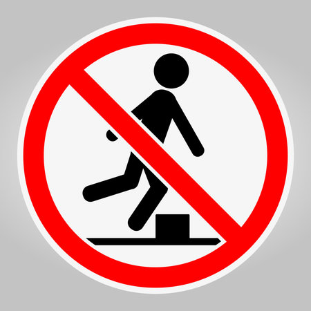 A no pedestrian crossing sign featuring a striking red and black design. It symbolizes safety and caution for pedestrian awareness in urban areas.のイラスト素材