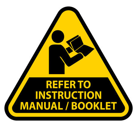 This caution sign emphasizes the importance of referring to an instruction manual or booklet for safety and proper usage guidelines.のイラスト素材