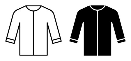 Explore a minimalist design featuring white and black long-sleeve shirt icons. Ideal for fashion-related projects, these vector illustrations evoke simplicity and style.のイラスト素材