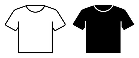 This image features a simple outline of a white t-shirt and a black t-shirt on a minimalist background, ideal for fashion design projects and apparel branding.のイラスト素材