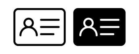 This image features a black and white icon set of personal identification cards, showcasing simple and modern designs suitable for various applications.のイラスト素材