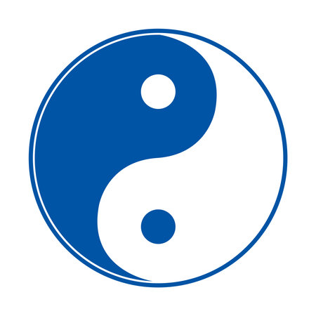 This blue and white yin yang symbol illustrates the interconnectedness of opposing forces, representing balance and harmony within life. Perfect for designs and concepts!のイラスト素材