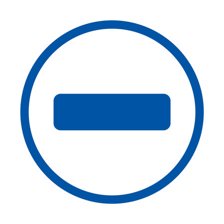 This image features a blue minus icon enclosed in a circular outline, perfect for digital interfaces and design projects. Ideal for conveying subtraction or restriction visually.のイラスト素材