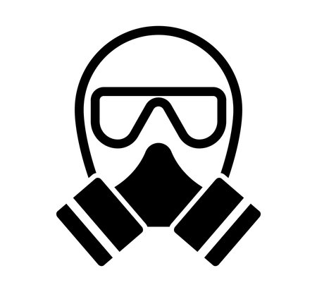 Abstract depiction of a safety mask with goggles and breathing apparatus, symbolizing protection and health in hazardous environments. Perfect for safety-related themes.のイラスト素材