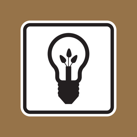 A minimalist icon of a light bulb featuring leaves, symbolizing eco-friendliness and innovation. Perfect for projects focusing on sustainability and clean energy solutions.のイラスト素材