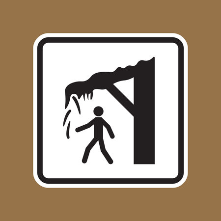This image depicts a safety sign illustrating the risk of falling objects from a tree. Ideal for raising awareness about outdoor hazards.のイラスト素材
