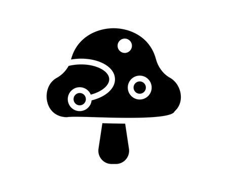 Simple and elegant black and white mushroom icon perfect for creative projects, representing nature and growth, ideal for modern digital and print applications.のイラスト素材