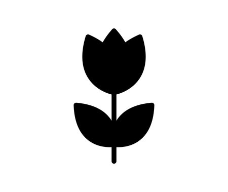 Simple and elegant tulip flower icon in silhouette design perfect for minimalist artwork and modern decorative themes, evoking beauty and serenity.のイラスト素材