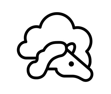 This minimalist line art features a unicornのイラスト素材