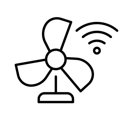 This illustration features a smart fan with wireless connectivity, representing modern home technology. Perfect for showcasing innovation and comfort in design.のイラスト素材