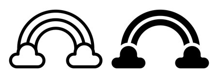 Colorful and Minimalist Rainbow Design with Clouds for Creative Projectsのイラスト素材