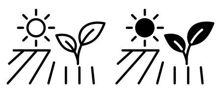 This illustration features sun and moon symbols alongside plant growth images. Perfect for themes relating to nature, agriculture, and environmental balance.のイラスト素材