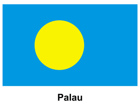 The flag of Palau features a vibrant blue background with a large yellow circle at the center, symbolizing the country's identity and rich heritage.のイラスト素材