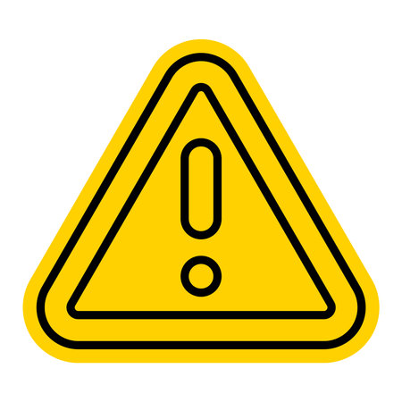 This bright yellow caution warning sign icon features a clear black outline, designed to attract attention and convey important safety information for various contexts.のイラスト素材