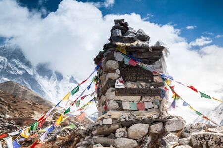 KHUMBU VALLEY, NEPAL, 28 APRIL 2013 -Memorial climbers died while attempting to climb the south face of Lhotse. On way to Everest base camp, Sagarmatha national park.のeditorial素材