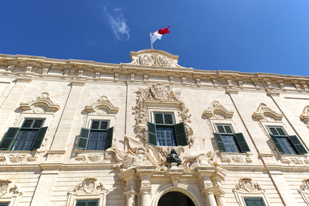 The lovely proportionate Auberge de Castille is a baroque palace in Valletta, currently the offices of the Prime Minister of Malta.のeditorial素材