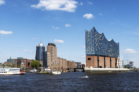 Elbphilharmonie, Hamburg's new landmark concert hall, is being erected on a former portal with a shining glass facadeのeditorial素材
