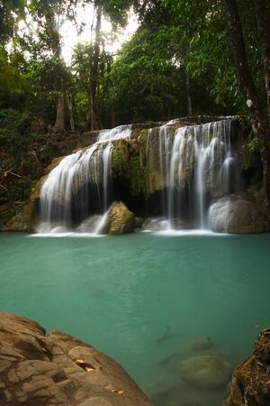 Beautiful Waterfall in Erawan Kanchanaburi, Thailandの写真素材