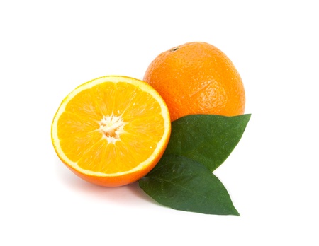 Orange fruit isolated on white backgroundの写真素材