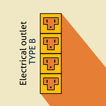 Type B power plug and socket, flat design, simple. Electrical plugs and electrical outlets Type Bのイラスト素材