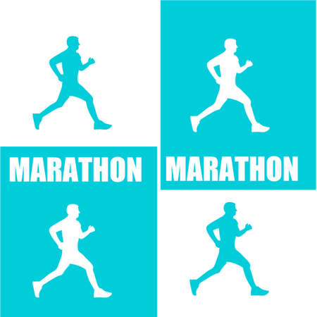 Running in New York City - city runner jogging Running feet and shoes.features silhouette, sport and activity background Marathon running, people running, colorful poster. Vector illustration Marathonのイラスト素材