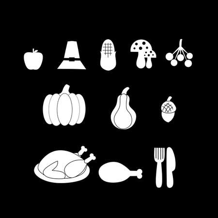 Thanksgiving dinner celebration, traditional with Happy Thanksgiving text. Thanksgiving. Pumpkin and dried leavesのイラスト素材