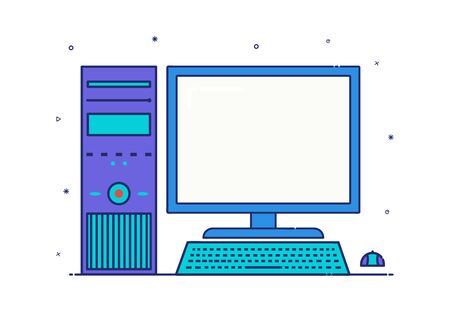 modern style computer icon vector. computer icon with accessoriesのイラスト素材