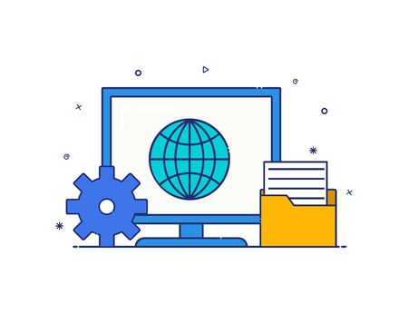 modern style computer icon vector. computer icon with accessoriesのイラスト素材
