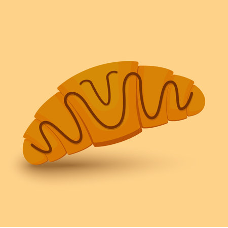 Vector delicious chocolate croissant illustration, Croissant cartoon illustrationのイラスト素材