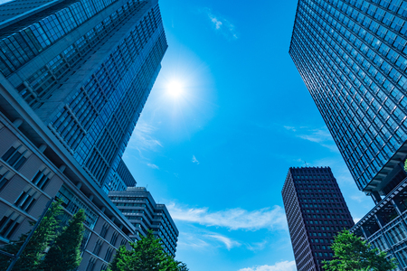 High-rise buildings and blue sky-Tokyo, Japanの写真素材