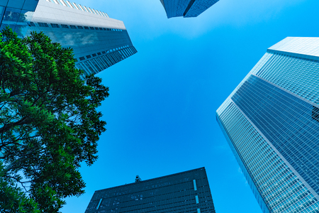 High-rise buildings and blue sky-Tokyo, Japanの写真素材