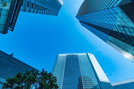 High-rise buildings and blue sky-Tokyo, Japanの写真素材