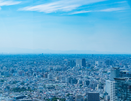 TOKYO, JAPAN-JUNE 18, 2016: Aerial view of the Japanese capital city seen from the Metropolitan Government Building (Tokyo City Hall)