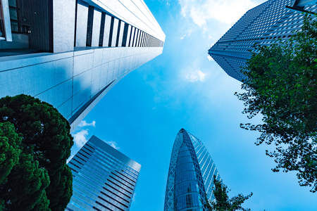 High-rise buildings and blue sky-Shinjuku, Tokyo, Japanの写真素材