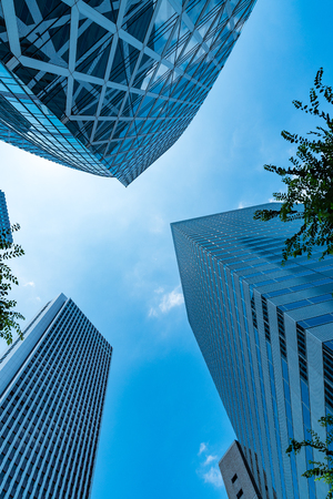 High-rise buildings and blue sky-Shinjuku, Tokyo, Japanの写真素材